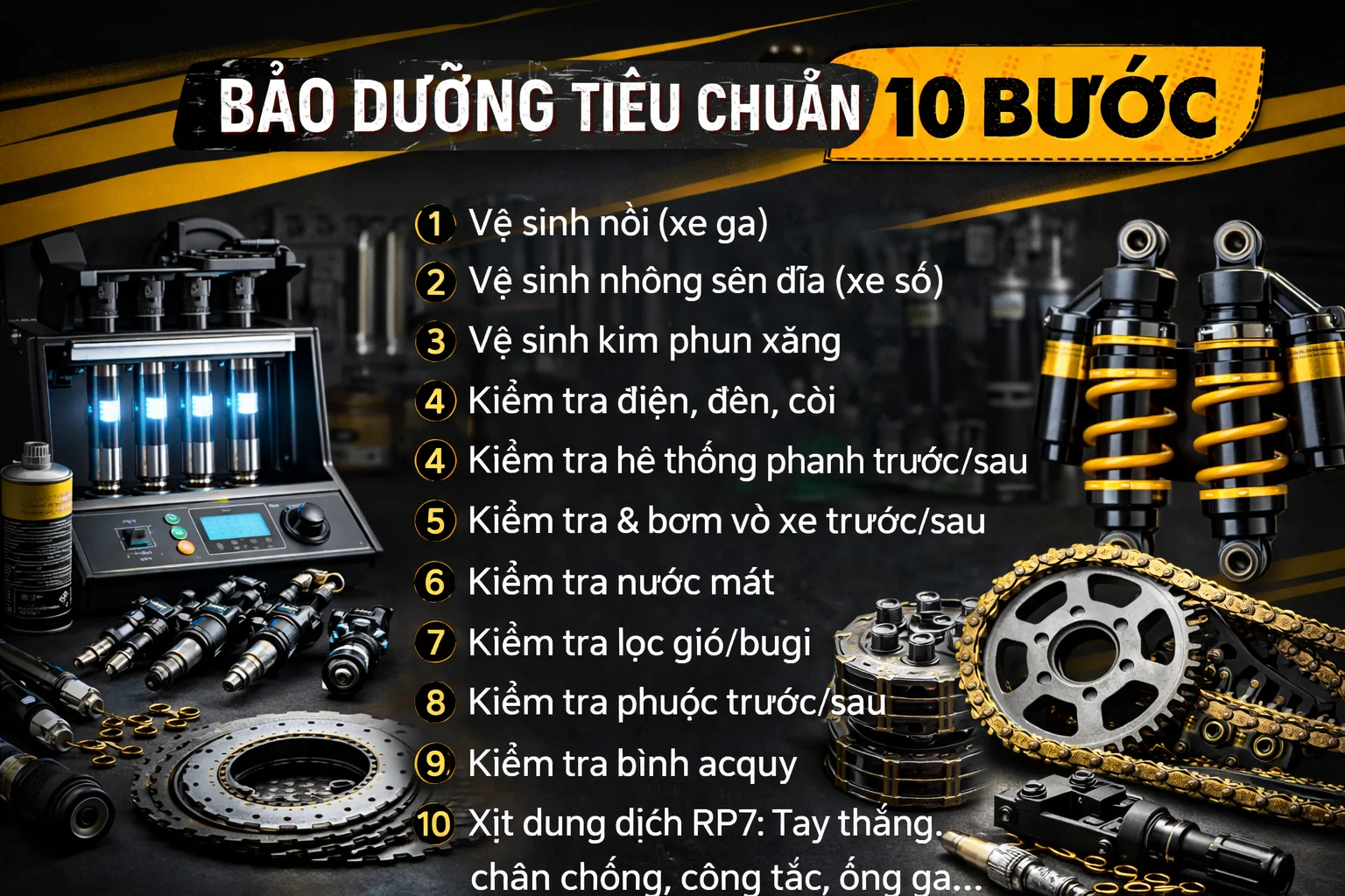 Bảo Dưỡng Xe Máy Định Kỳ – Giải Pháp Giúp Xe Êm Hơn, Tiết Kiệm Xăng & An Toàn Hơn