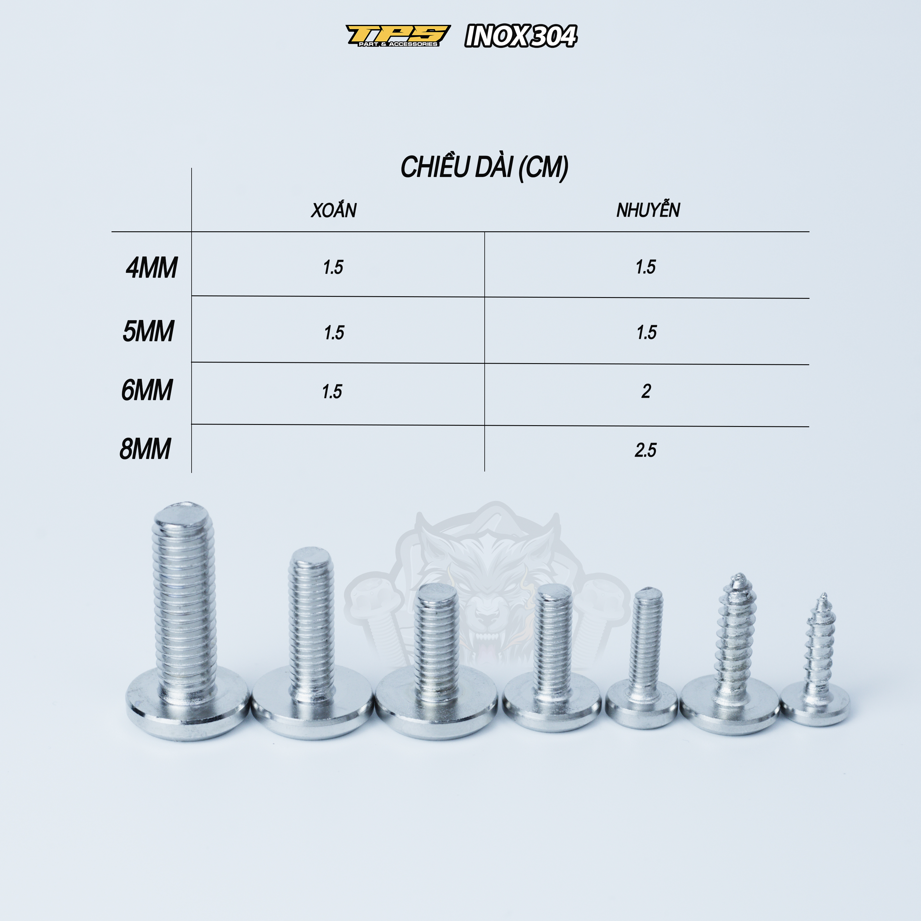 FULL ỐC ÁO INOX 304 -V6